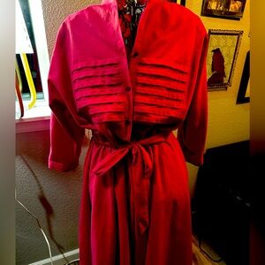 Hot pink ultrasuede plus-size vintage shirtdress